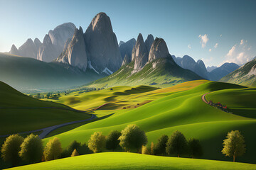 landscape with mountains