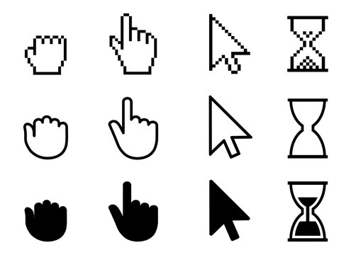 Set of flat cursor icons, different mouse sign – stock vector