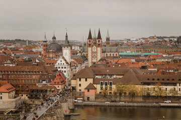 Obraz premium Historic center of Wurzburg Frankonia Alte Mainbrucke