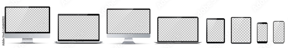 Aufkleber Set technology devices with empty display isolated - stock vector