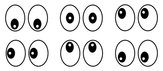 Set cartoon eyes icons design, look or glance sign collection, eye expression isolated on white background - vector