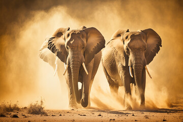 Naklejka na ściany i meble elefantes na africa 