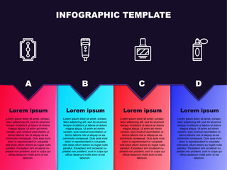 Set line Blade razor, Electrical hair clipper shaver, Aftershave and bottle with atomizer. Business infographic template. Vector