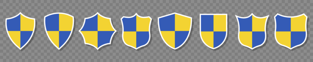 Shield icon set. Collection of security shield icons. Vector in flat design