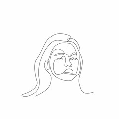 Continuous line face and hair style