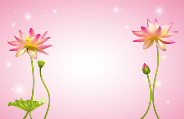 Pink lotus. Floral background. Border. Beautiful square frame. India. SPA-center. Cosmetology. Buddhism. Water lily.