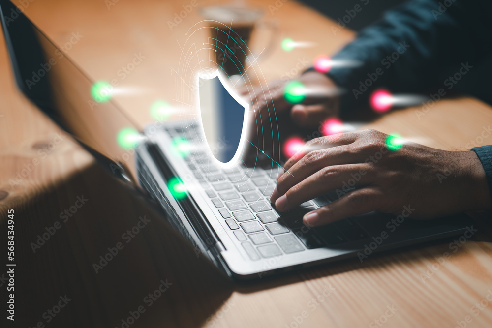 Poster Data protection concept. Network data security and confidential data protection. Internet security concept Cybersecurity technology mechanisms