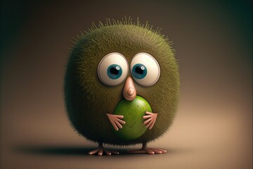 a cute adorable kiwi character generative ai rendered in the style of children-friendly cartoon animation fantasy style