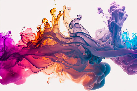 Soft Clouds of Colorful Smoke on White Background - Generated by AI Stock  Illustration | Adobe Stock