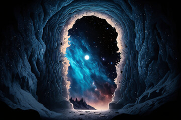 Cosmic Portal Opening to the Universe Illustration - Generated by AI