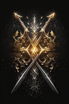 Crossed Swords, Motifs, Ornate, Book Cover Art, Fantasy, Minimal, AI Generated