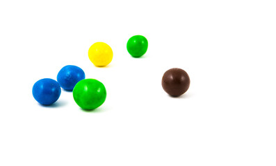Group of colored candy on a white background