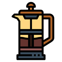 french press filled outline icon style