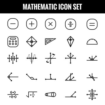 Set of mathematical Symbols icons. Simple line art style icons - Vector illustration