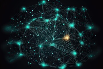 Fototapeta premium Abstract science & technology generative ai background of Network with particle