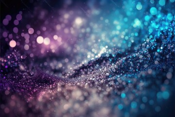 Fototapeta na wymiar abstract glitter silver, purple and blue lights generative de-focused background