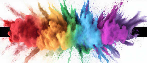 Rainbow Color Explosion, Abstract Colorful Background, on White Background, Illustration generativ ai 