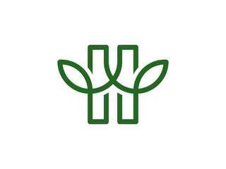 modern leaf letter H illustration vector logo