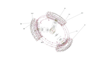 Space Station Model UI Screen. Space Object HUD.