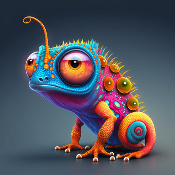 Colorful lizard cartoon character images created using Generative AI