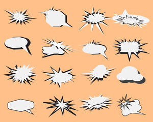 Collection of bubble comic pop art sticker cartoon communication icon element decorative book background template vector illustration