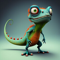 Lizard cartoon character created using Generative AI