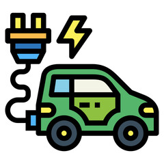 electric car filled outline icon style