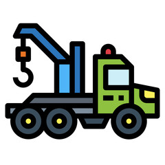 tow truck filled outline icon style