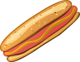Hotdog. Vector isolated flat illustration fast food for poster, menus, brochure, web and icon fastfood.