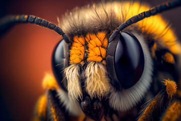 Bee  macro portrait.  Generative AI.