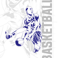 Basketball player in action comic-style illustration