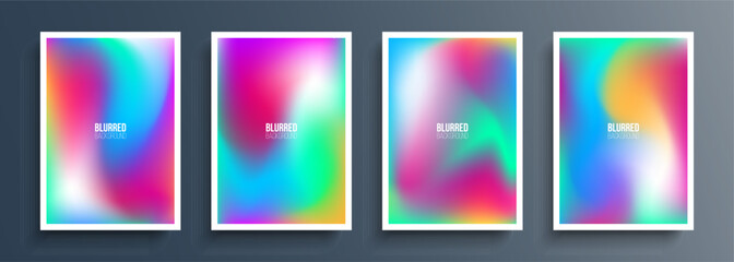 Set of vibrant abstract backgrounds with green, blue, yellow and red soft color gradients for your creative graphic design. Vector illustration.