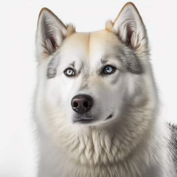 Eskimo Dog looking at camera, Photo Studio, Generative AI
