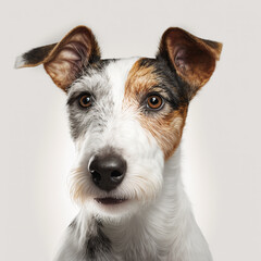 Fox Terrier Dog looking at camera, Photo Studio, Generative AI
