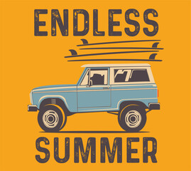 vector surf car illustration for t shirt print design © basws