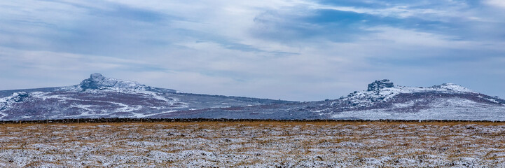 Saddle Tor & Haytor Snowy Wide Panorama