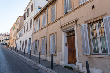 Marseille, France - FEB 28, 2022: Street view from the central areas of Marseille