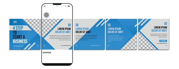 Carousel post template. Instagram microblog carousel post. Editable social media carousel post for business. © Graphaxil