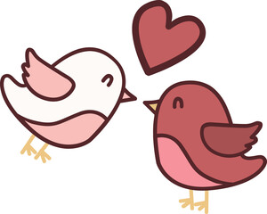 Two cute birds showing love