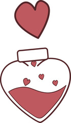 A transparent jar inside with a red heart.