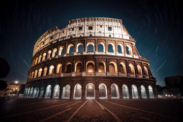 long exposure of Colosseum Rome Italy, generative ai