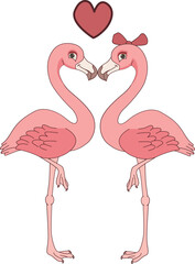Two flamingos showing love, very cute.