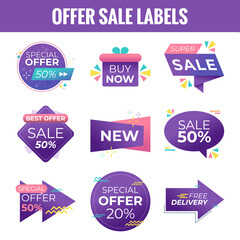 Creative price tags and label collection set. Special offer or shopping discount label. Retail paper sticker. Promotional sale badge, Special offer, sale, discount, shop, black Friday - Vector
