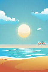 Fototapeta na wymiar Vector summer beach party with sun and sky at daytime. ia generate,