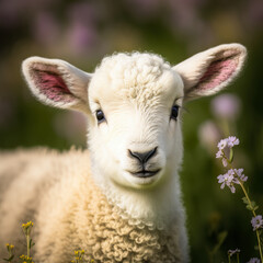 Spring Lamb-Baby Sheep Portrait -Generative AI