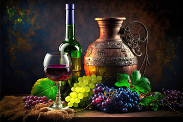 Colors of Wine stil life photography, generative ai