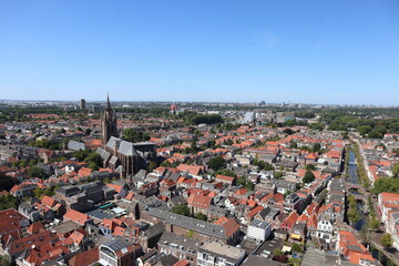 Obraz premium Panoramic view of old town in Delft, Netherlands