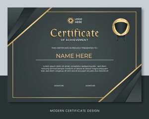 simple certificate design golden luxury, black gold certificate template