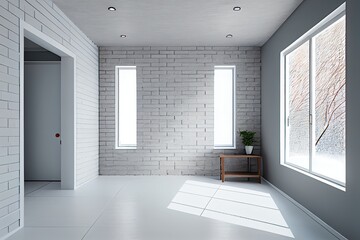 Empty home interior design, white blank wall mock-up. Generative AI
