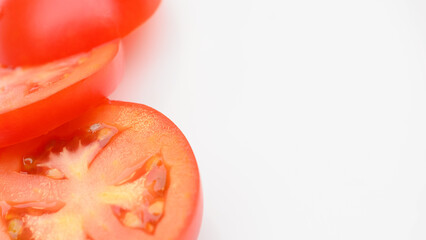 Fresh Tomato sliced isolated on white background.